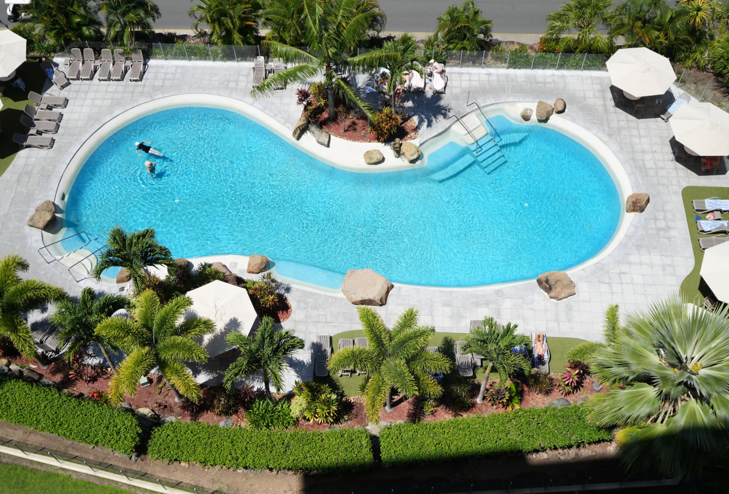 Couples pool top view