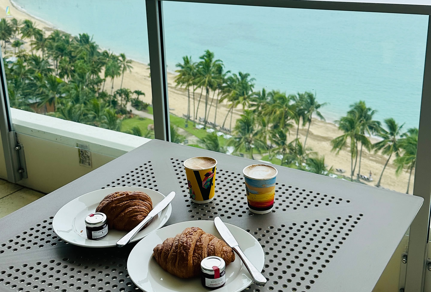 Couples balcony coffee